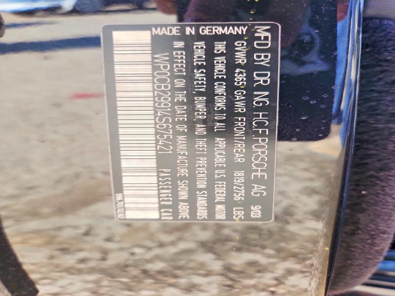 2004 Porsche 911 მანქანა იყიდება აუქციონზე, vin: WP0CB29914S675421, აუქციონის ნომერი: 51999346