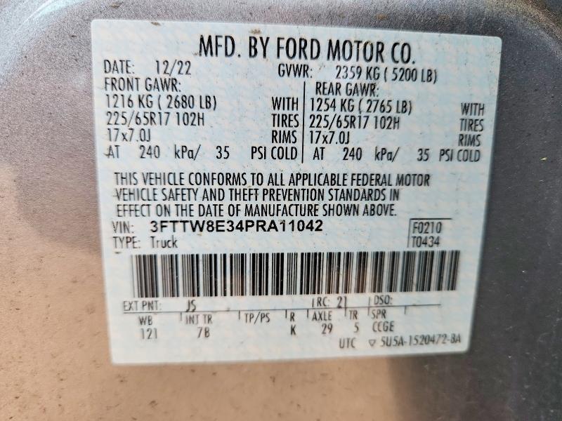 Продажа на аукционе авто 2023 Ford Maverick, vin: 3FTTW8E34PRA11042, номер лота: 54859846
