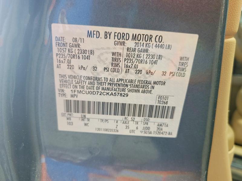 55008976 :رقم المزاد ، 1FMCU0D72CKA57829 vin ، 2012 Ford Escape مزاد بيع