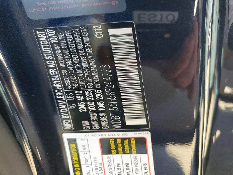 2008 Mercedes-benz Clk მანქანა იყიდება აუქციონზე, vin: WDBTJ56H58F244223, აუქციონის ნომერი: 53338356