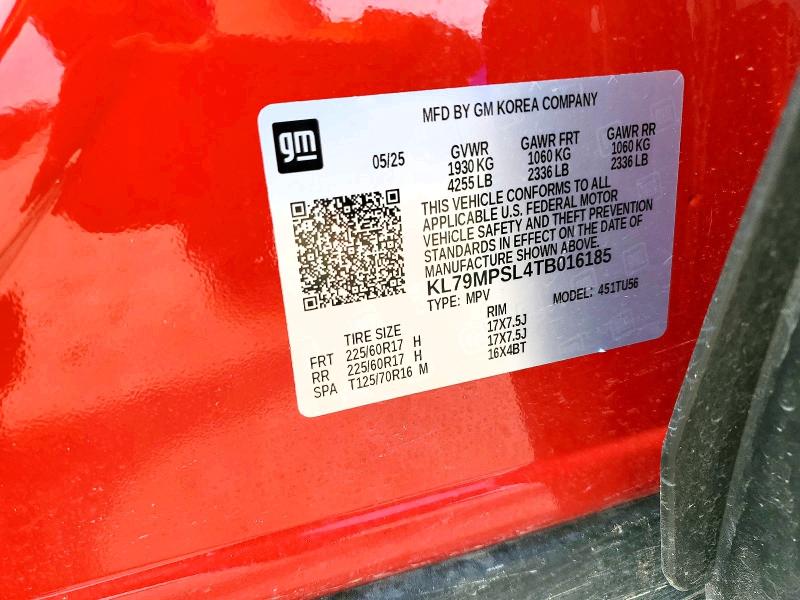 Auction sale of the 2026 Chevrolet Trailblazer, vin: KL79MPSL4TB016185, lot number: 52313426