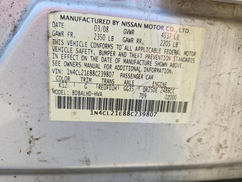 Aukcja sprzedaży 2008 Nissan Altima Hybrid, vin: 1N4CL21E88C239807, numer aukcji: 52103256