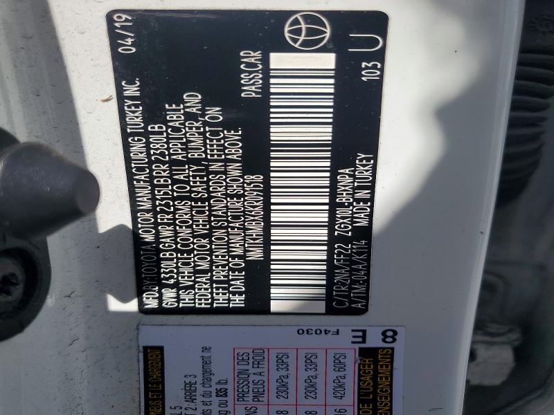 2019 Toyota C-hr მანქანა იყიდება აუქციონზე, vin: NMTKHMBX6KR091518, აუქციონის ნომერი: 55007746