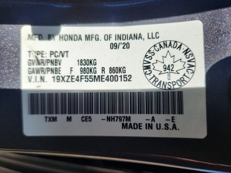 Aukcja sprzedaży 2021 Honda Insight, vin: 19XZE4F55ME400152, numer aukcji: 52678436