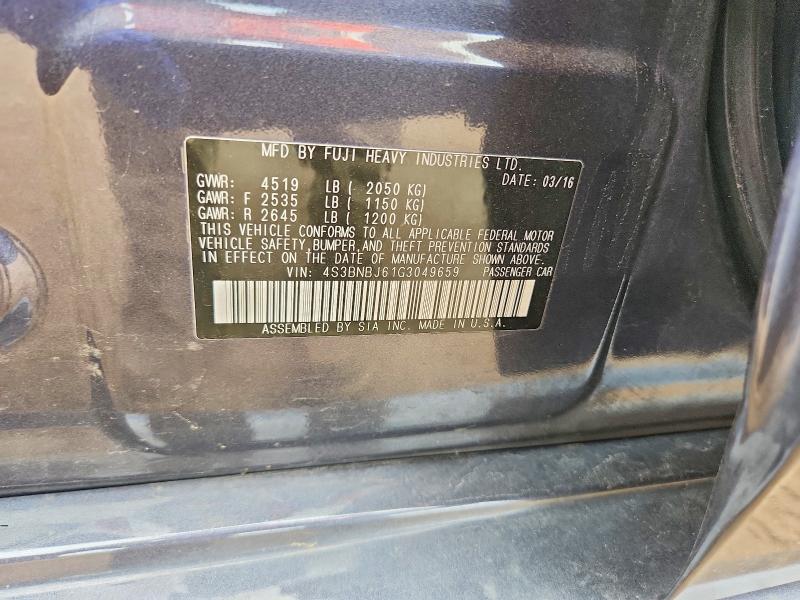 2016 Subaru Legacy მანქანა იყიდება აუქციონზე, vin: 4S3BNBJ61G3049659, აუქციონის ნომერი: 53801006