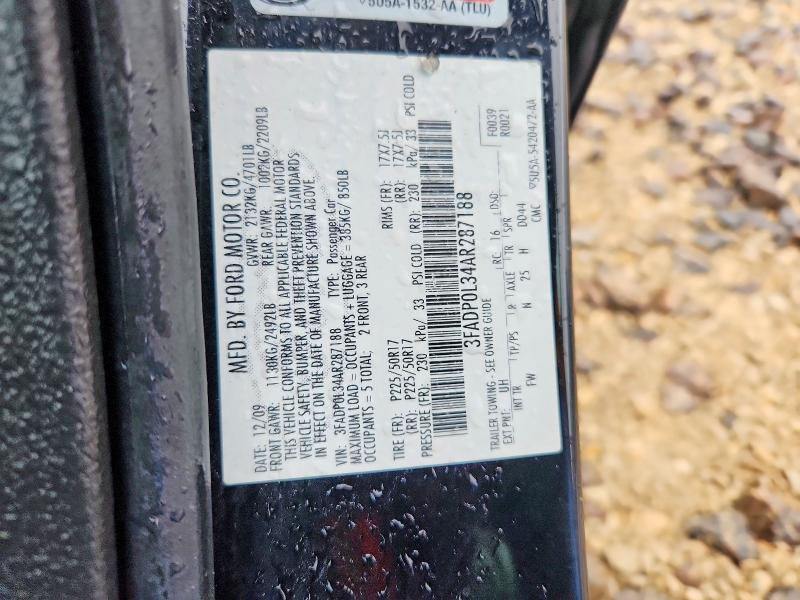 54301216 :رقم المزاد ، 3FADP0L34AR287188 vin ، 2010 Ford Fusion مزاد بيع