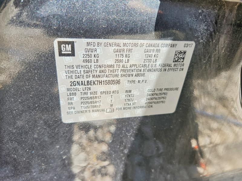 Продаж на аукціоні авто 2017 Chevrolet Equinox, vin: 2GNALBEK7H1580596, номер лоту: 54322786