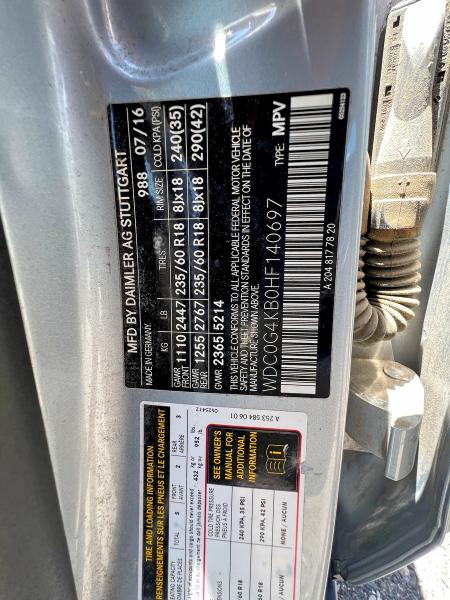 Aukcja sprzedaży 2017 Mercedes-benz Glc, vin: WDC0G4KB0HF140697, numer aukcji: 53762816