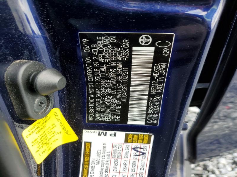 2020 Toyota Corolla მანქანა იყიდება აუქციონზე, vin: JTDS4RCE4LJ027211, აუქციონის ნომერი: 52351576