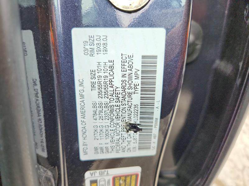 53636176 :رقم المزاد ، 5J8TC1H39KL022235 vin ، 2019 Acura Rdx مزاد بيع