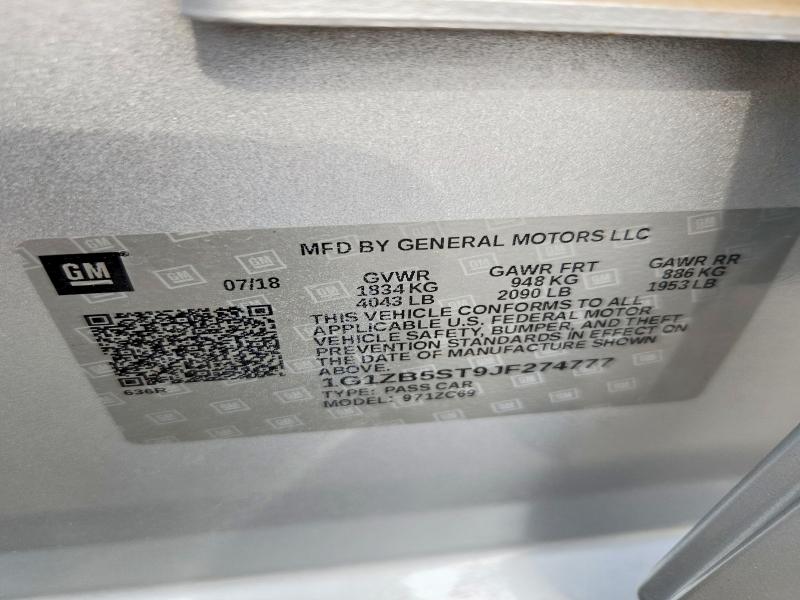 Продажа на аукционе авто 2018 Chevrolet Malibu, vin: 1G1ZB5ST9JF274777, номер лота: 54603296