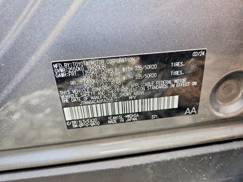 Aukcja sprzedaży 2024 Toyota Bz4x, vin: JTMABACA6RA058727, numer aukcji: 52732046