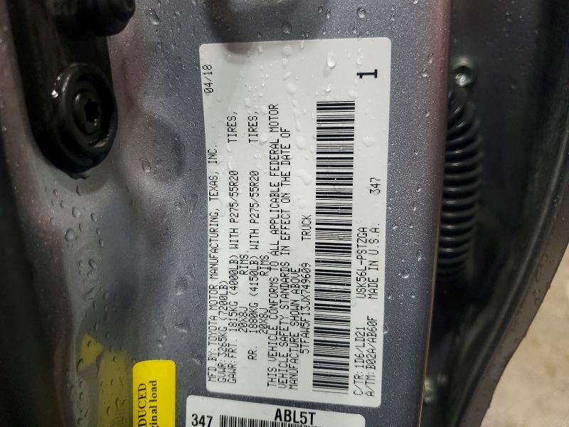 Aukcja sprzedaży 2018 Toyota Tundra, vin: 5TFAW5F13JX749609, numer aukcji: 52506026