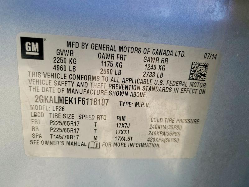 55539056 :رقم المزاد ، 2GKALMEK1F6118107 vin ، 2015 Gmc Terrain مزاد بيع