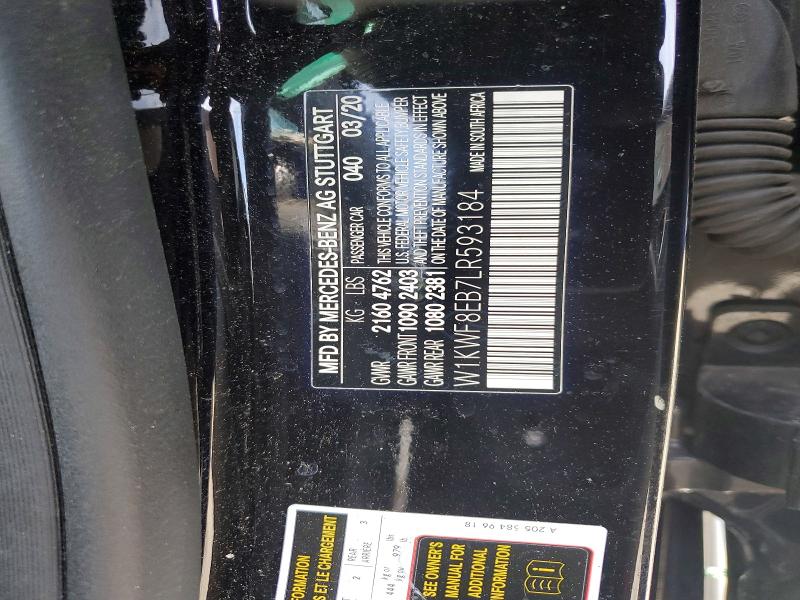 54638676 :رقم المزاد ، W1KWF8EB7LR593184 vin ، 2020 Mercedes-benz 300 C مزاد بيع