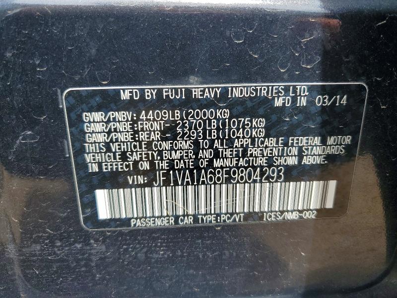 Продаж на аукціоні авто 2015 Subaru Wrx, vin: JF1VA1A68F9804293, номер лоту: 55413436