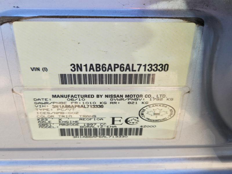 Продаж на аукціоні авто 2010 Nissan Sentra, vin: 3N1AB6AP6AL713330, номер лоту: 53248726