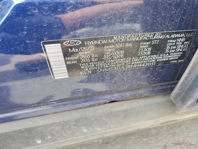 Продаж на аукціоні авто 2022 Hyundai Santa Fe, vin: 5NMS3DAJ8NH442031, номер лоту: 51720196