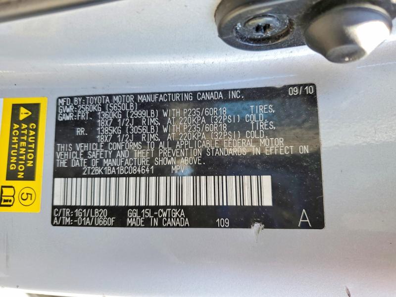 2011 Lexus Rx მანქანა იყიდება აუქციონზე, vin: 2T2BK1BA1BC084641, აუქციონის ნომერი: 51867156