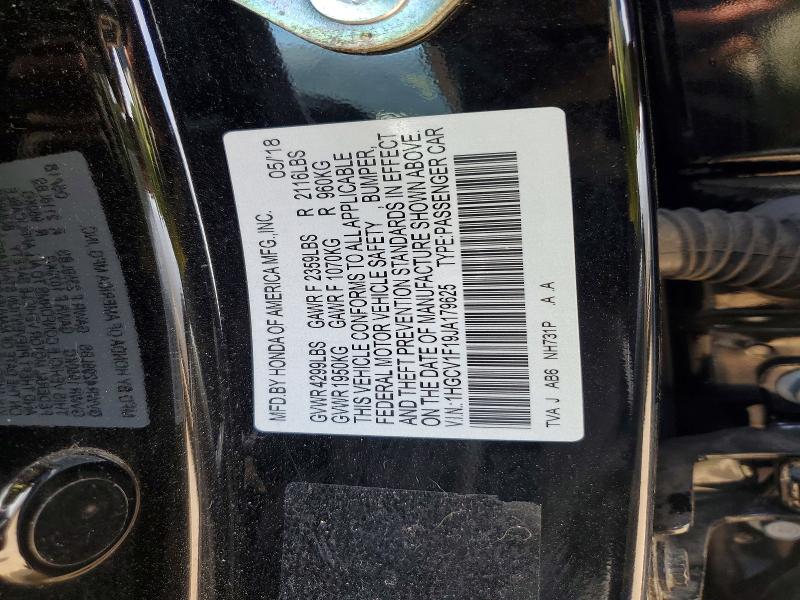 Aukcja sprzedaży 2018 Honda Accord, vin: 1HGCV1F19JA179625, numer aukcji: 53929006