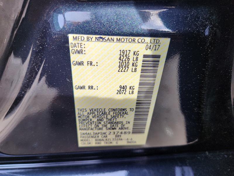 52321026 :رقم المزاد ، 1N4AL3AP1HC237489 vin ، 2017 Nissan Altima مزاد بيع