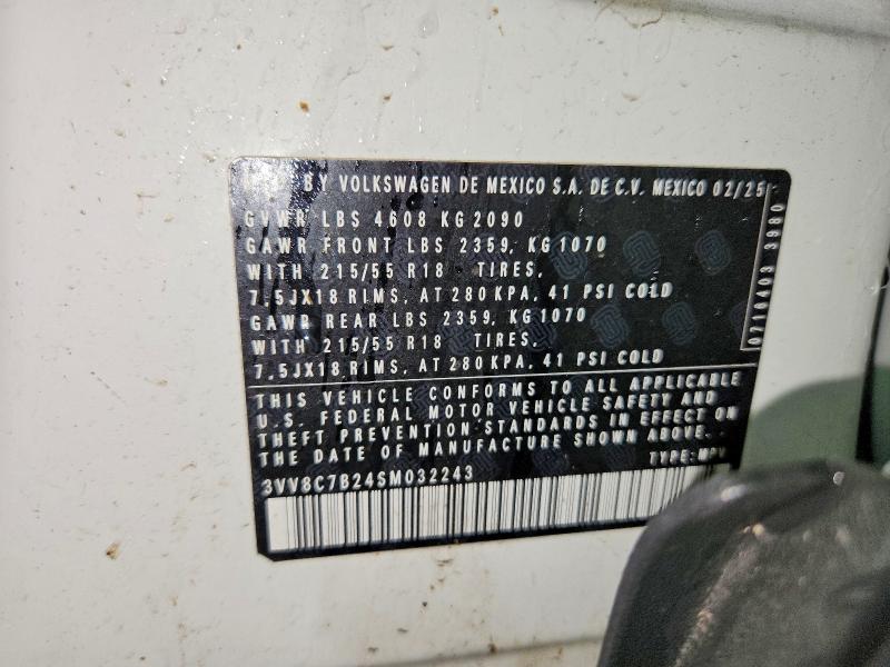 54152186 :رقم المزاد ، 3VV8C7B24SM032243 vin ، 2025 Volkswagen Taos مزاد بيع