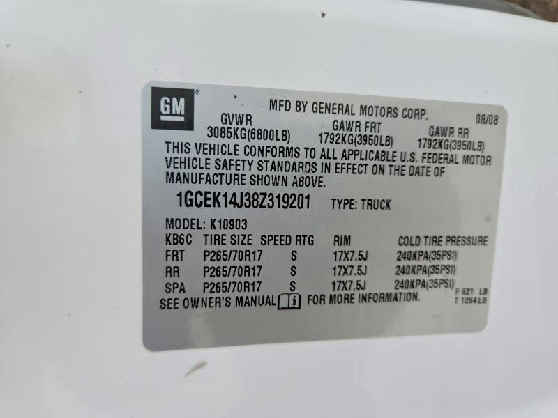 Aukcja sprzedaży 2008 Chevrolet Silverado, vin: 1GCEK14J38Z319201, numer aukcji: 52760996
