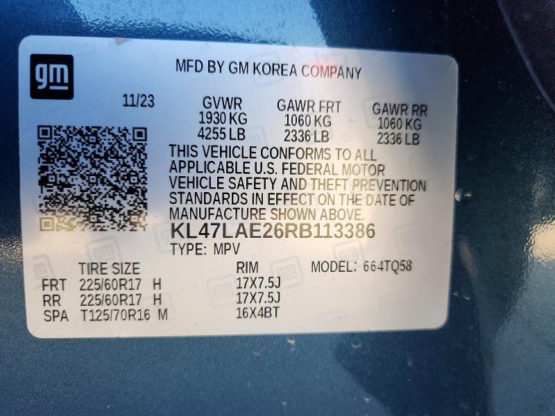 53268446 :رقم المزاد ، KL47LAE26RB113386 vin ، 2024 Buick Envista مزاد بيع