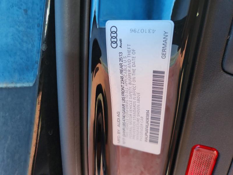 2018 Audi A4 მანქანა იყიდება აუქციონზე, vin: WAUPNAF46JA083894, აუქციონის ნომერი: 55016516