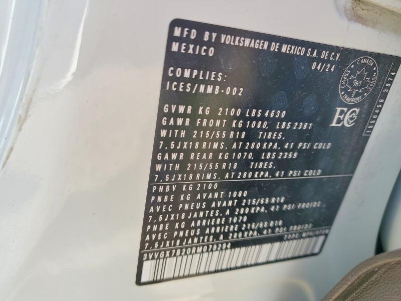 Aukcja sprzedaży 2024 Volkswagen Taos, vin: 3VVGX7B20RM079294, numer aukcji: 54921106