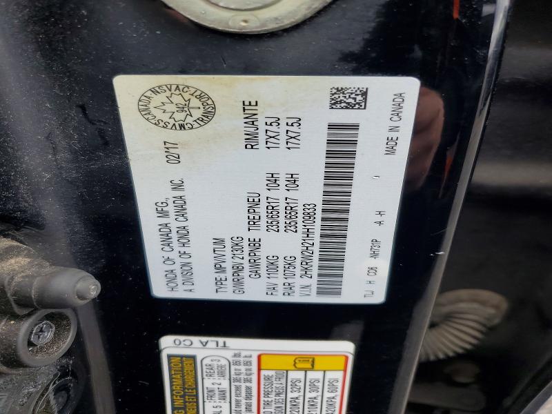 53258626 :رقم المزاد ، 2HKRW2H21HH109833 vin ، 2017 Honda Cr-v مزاد بيع