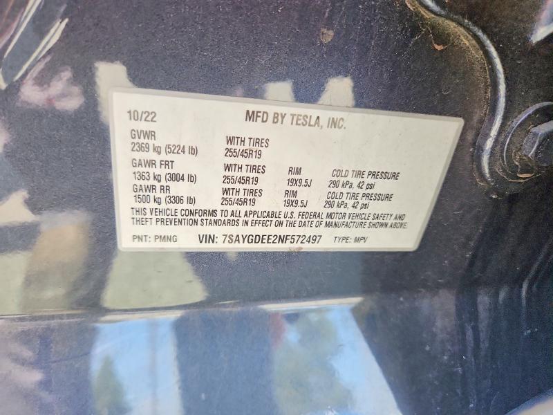 Продаж на аукціоні авто 2022 Tesla Model Y, vin: 7SAYGDEE2NF572497, номер лоту: 53595216