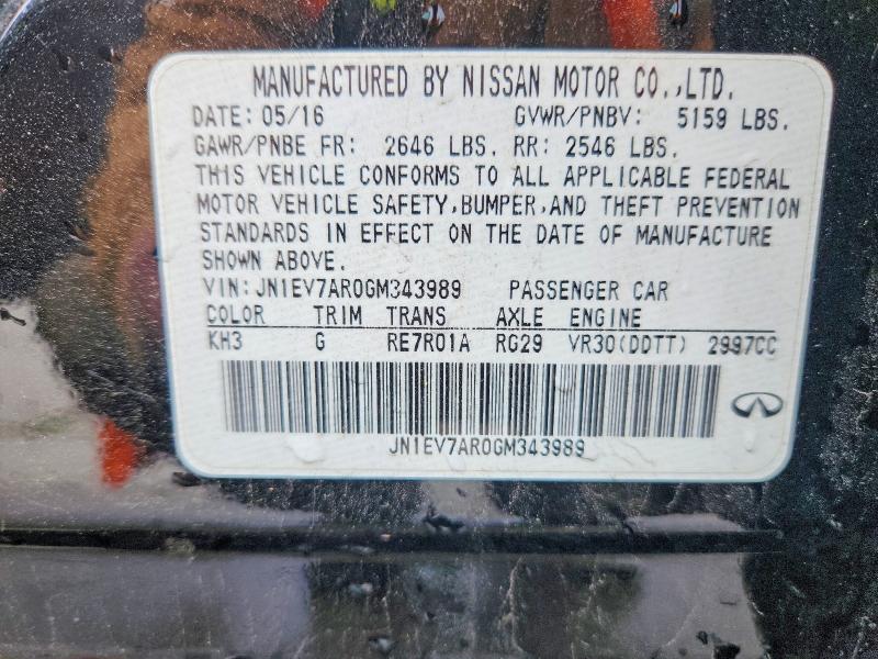 Продаж на аукціоні авто 2016 Infiniti Q50, vin: JN1EV7AR0GM343989, номер лоту: 53944566