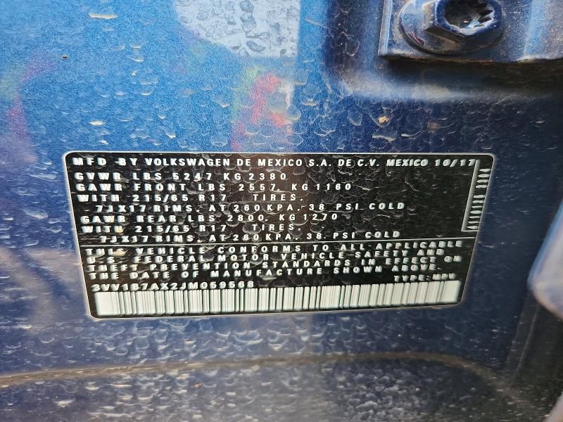 2018 Volkswagen Tiguan მანქანა იყიდება აუქციონზე, vin: 3VV1B7AX2JM059568, აუქციონის ნომერი: 54112206