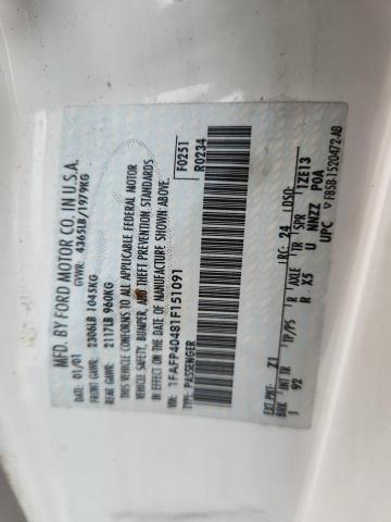 52200056 :رقم المزاد ، 1FAFP40481F151091 vin ، 2001 Ford Mustang مزاد بيع