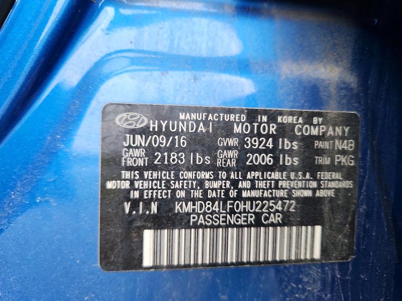 Продаж на аукціоні авто 2017 Hyundai Elantra, vin: KMHD84LF0HU225472, номер лоту: 52781826