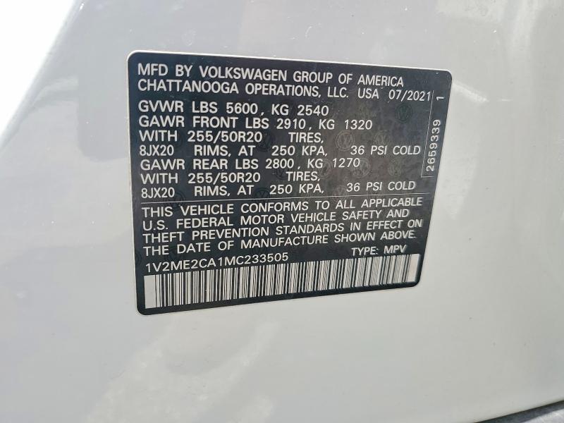 Продаж на аукціоні авто 2021 Volkswagen Atlas Cross Sport, vin: 1V2ME2CA1MC233505, номер лоту: 54468086