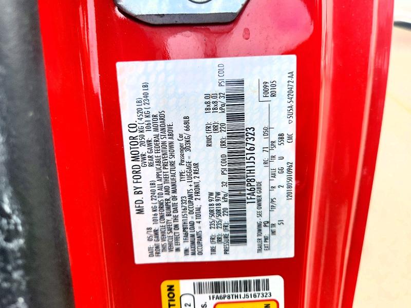 2018 Ford Mustang მანქანა იყიდება აუქციონზე, vin: 1FA6P8TH1J5167323, აუქციონის ნომერი: 48354606