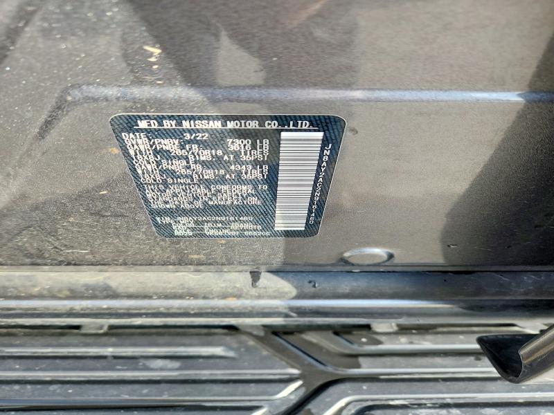 2022 Nissan Armada მანქანა იყიდება აუქციონზე, vin: JN8AY2AC2N9161460, აუქციონის ნომერი: 54088936