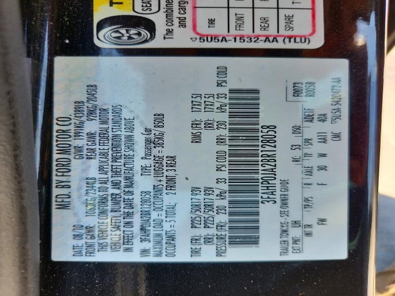 Aukcja sprzedaży 2011 Ford Fusion, vin: 3FAHP0JA2BR128058, numer aukcji: 52330006