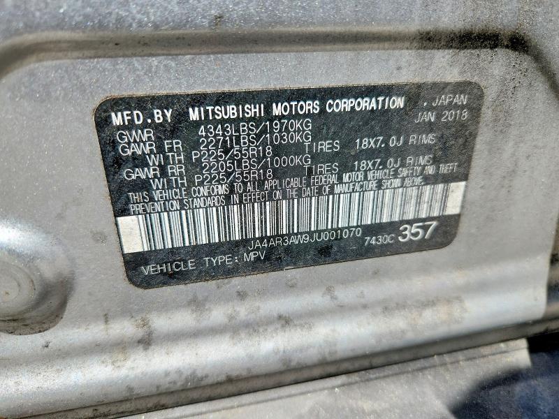 2018 Mitsubishi Outlander Sport მანქანა იყიდება აუქციონზე, vin: JA4AR3AW9JU001070, აუქციონის ნომერი: 53764966