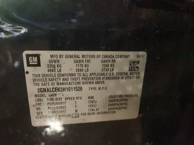 Aukcja sprzedaży 2017 Chevrolet Equinox, vin: 2GNALCEK3H1611526, numer aukcji: 51998476