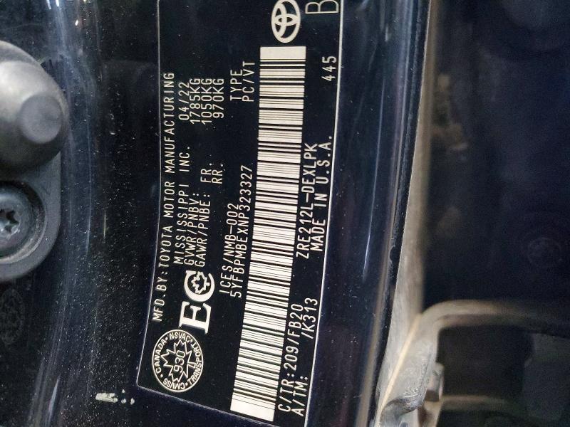 Продажа на аукционе авто 2022 Toyota Corolla, vin: 5YFBPMBEXNP323327, номер лота: 54805966