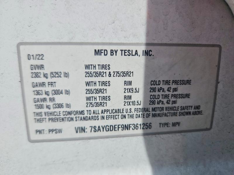 Продажа на аукционе авто 2022 Tesla Model Y, vin: 7SAYGDEF9NF361256, номер лота: 52526786