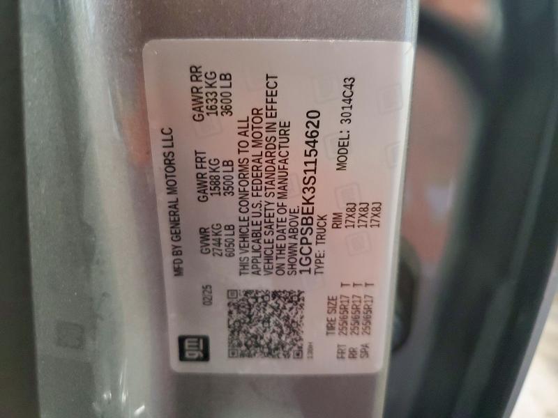 Продаж на аукціоні авто 2025 Chevrolet Colorado, vin: 1GCPSBEK3S1154620, номер лоту: 53832536
