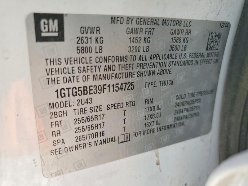 Aukcja sprzedaży 2015 Gmc Canyon, vin: 1GTG5BE39F1154725, numer aukcji: 54795186