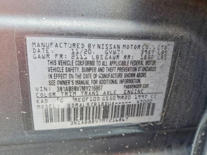 54670356 :رقم المزاد ، 3N1AB8BV7MY216867 vin ، 2021 Nissan Sentra مزاد بيع