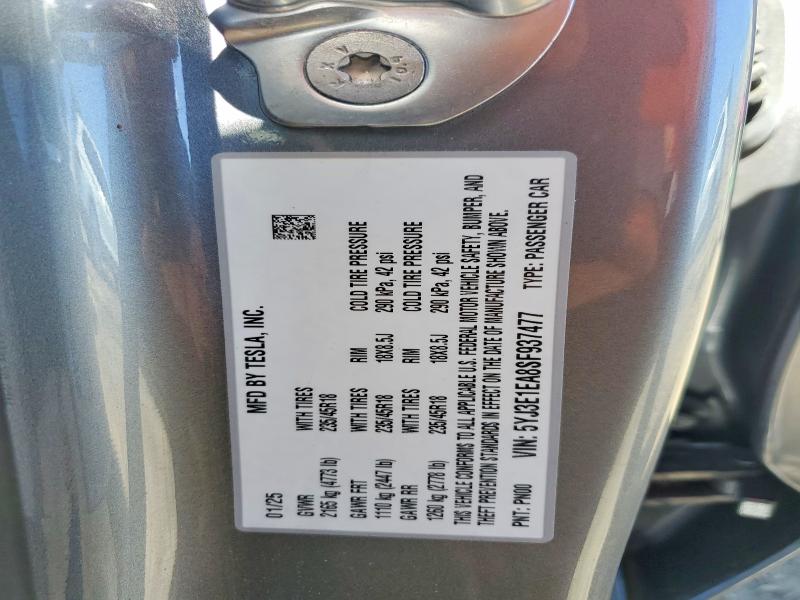 Aukcja sprzedaży 2025 Tesla Model 3, vin: 5YJ3E1EA8SF937477, numer aukcji: 52741086