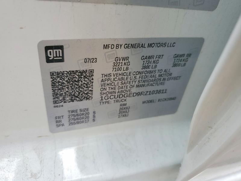 Продажа на аукционе авто 2024 Chevrolet Silverado, vin: 1GCUDGED9RZ103811, номер лота: 54975116