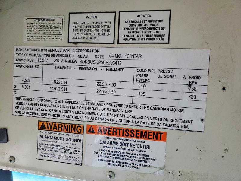 Продажа на аукционе авто 2013 Ic Corporation Ce Series School, vin: 4DRBUSKP5DB203412, номер лота: 52032906